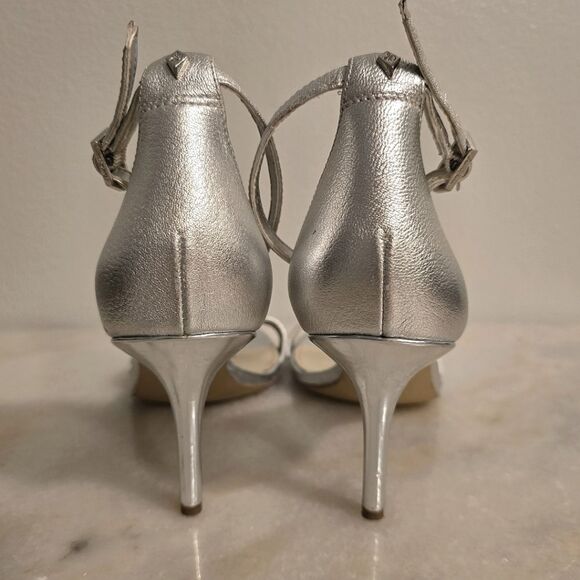 SAM EDELMAN SILVER LEATHER PATTI HEELS 8 - Picture 3 of 8